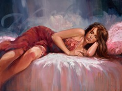 Burgundy Recline by Mark Spain - Original Painting on Stretched Canvas sized 32x24 inches. Available from Whitewall Galleries